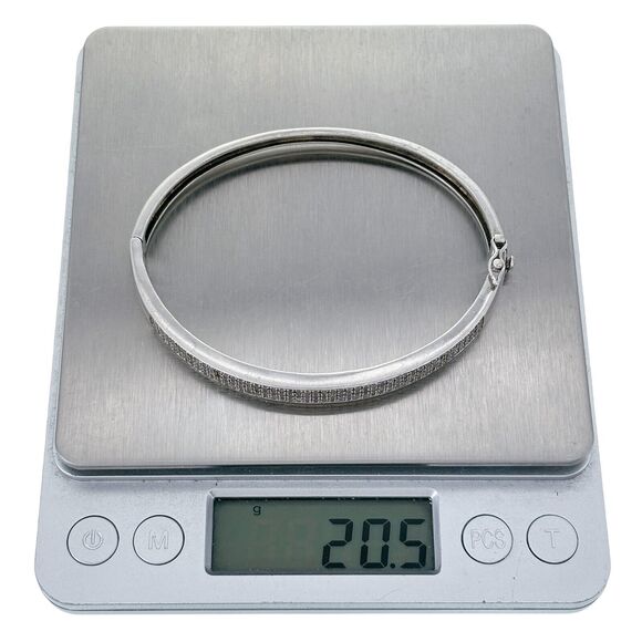 MISSING STONE Vintage Sterling Silver 925 Diamond 0.94ctw Bangle Bracelet 7.25" - Picture 7 of 8